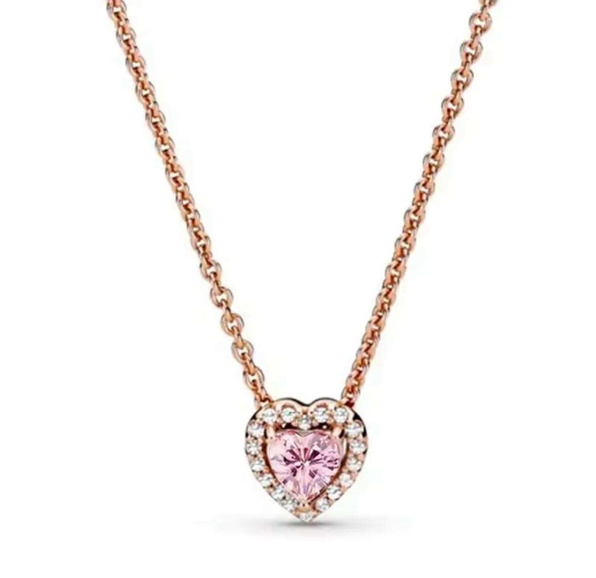 Colored Crystal Necklace in Rose Gold with Pink crystal