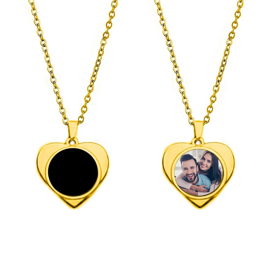 Heart Mood Photo Necklace in Gold finish