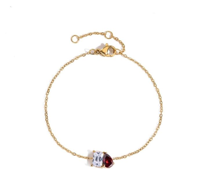 Personalized Duo Birthstone Bracelet — Two Stone Bracelet for Her