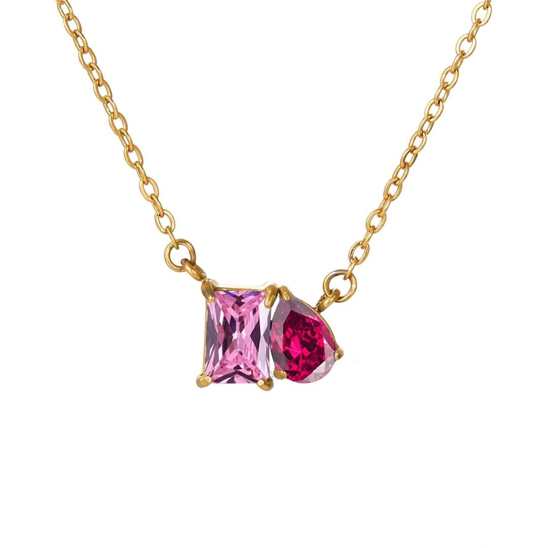 Duo birthstone necklace pairing for October