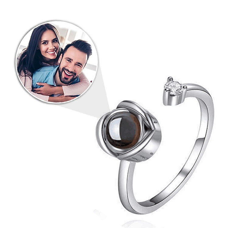 Open Band Gem Photo Projection Ring — Custom Gift