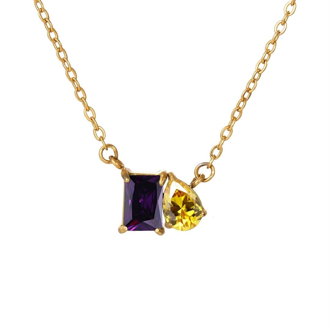 Duo birthstone necklace pairing for February