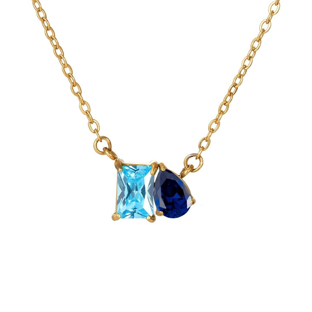 Duo birthstone necklace pairing for March