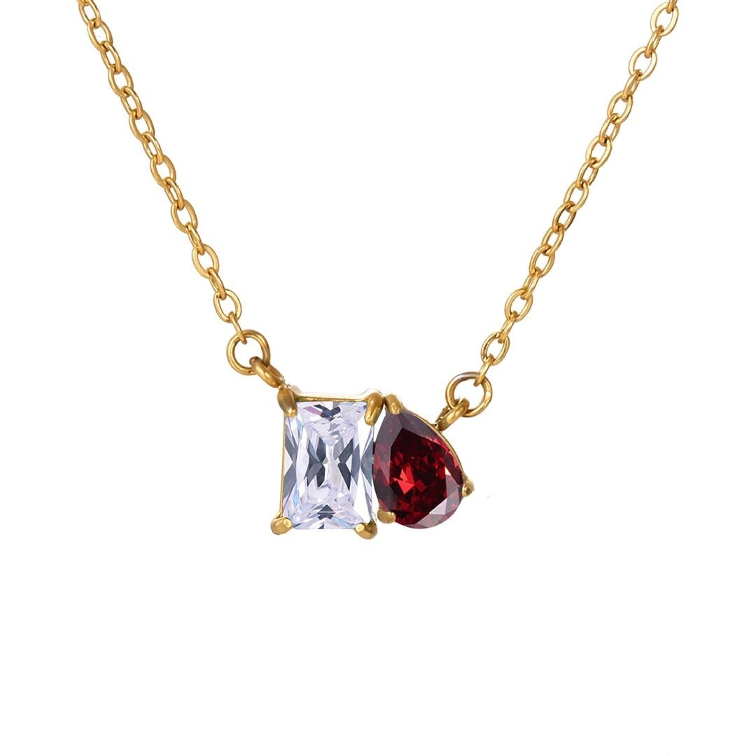 Duo birthstone necklace pairing for April