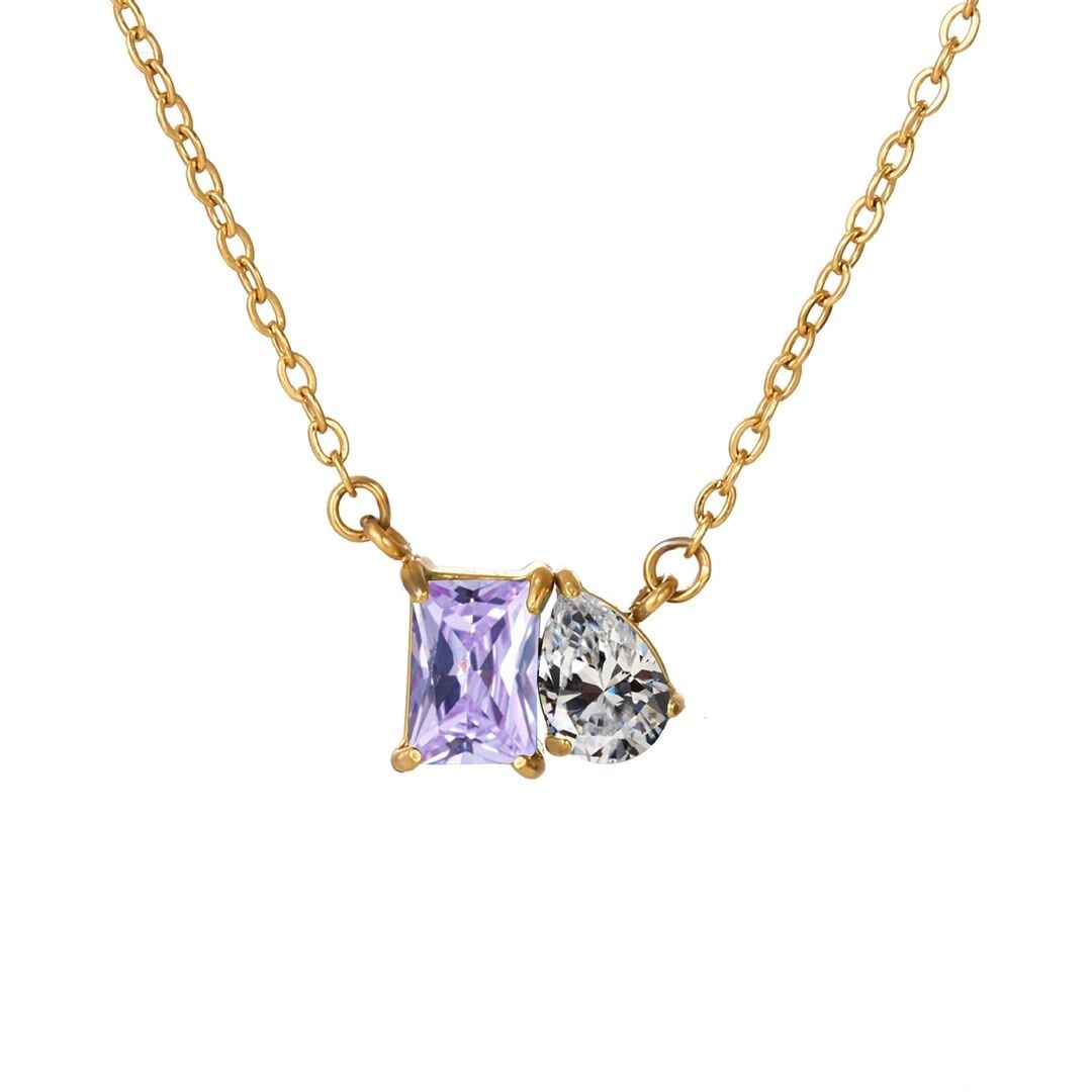 Duo birthstone necklace pairing for June