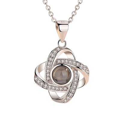 Love Knot Photo Projection Necklace in Silver finish