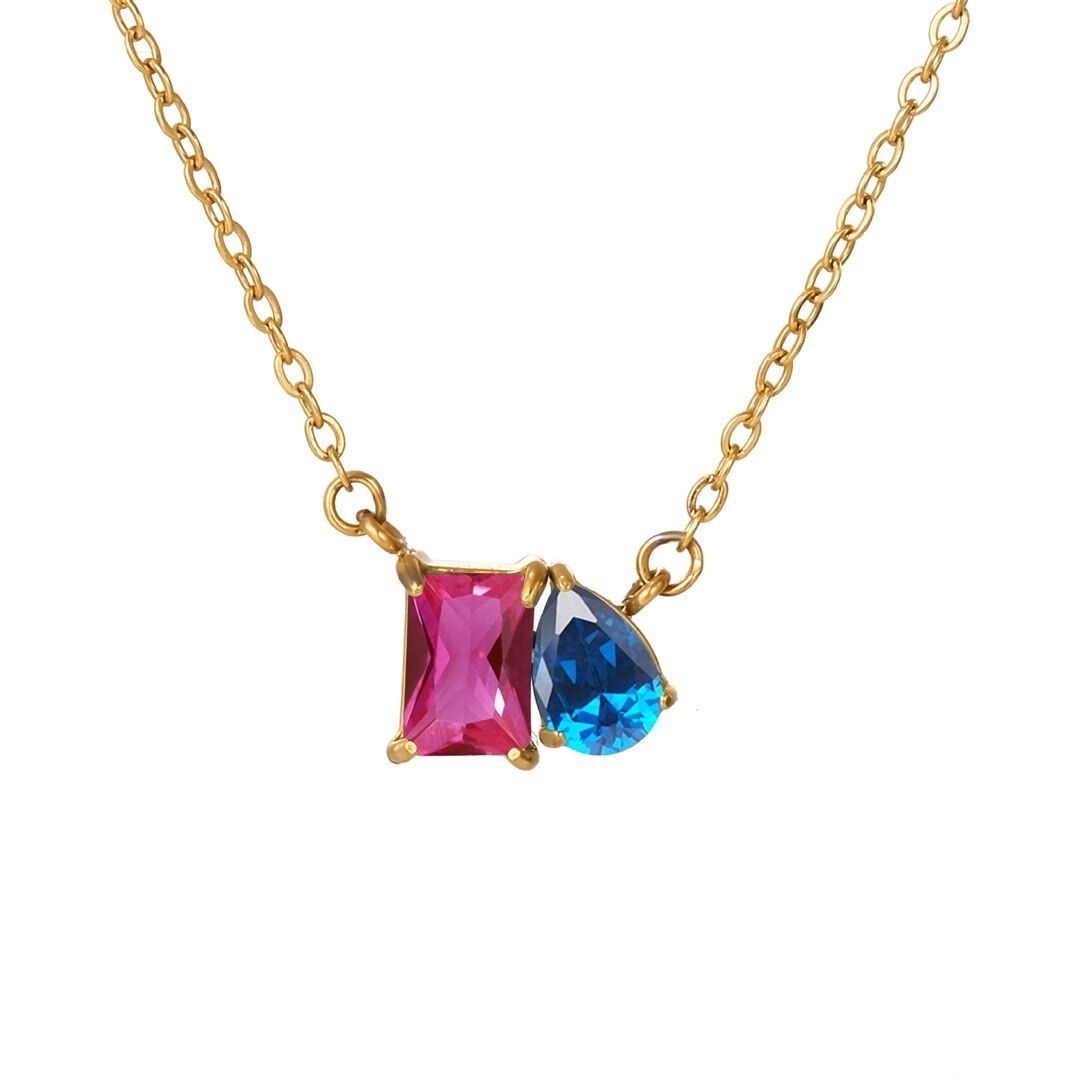 Duo birthstone necklace pairing for July