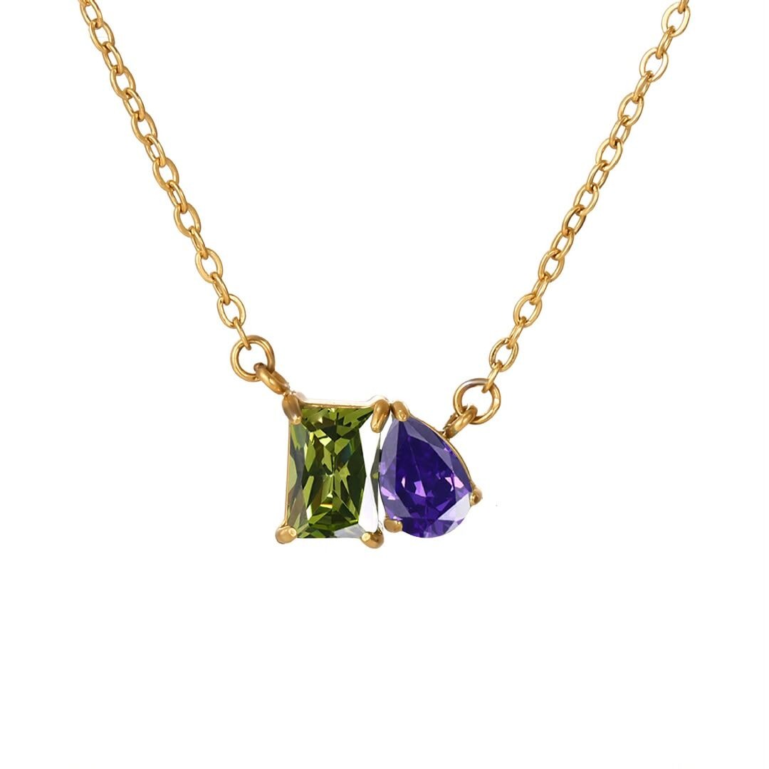 Duo birthstone necklace pairing for August