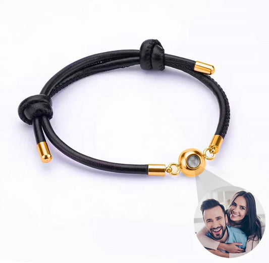 Leather Photo Projection Bracelet — Custom Gift