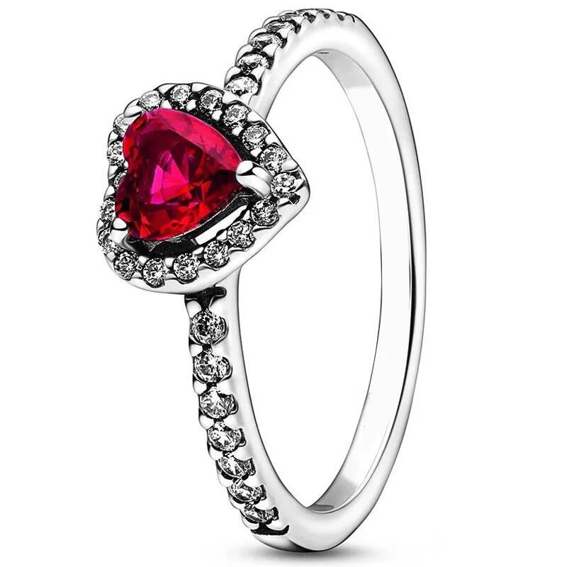 Heart Ring with Colored Crystal & Rose Gift Box