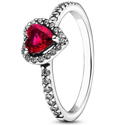 Heart Ring with Colored Crystal & Rose Gift Box