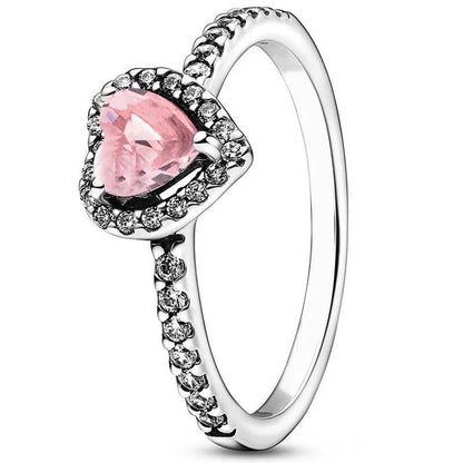 Heart Ring with Colored Crystal & Rose Gift Box
