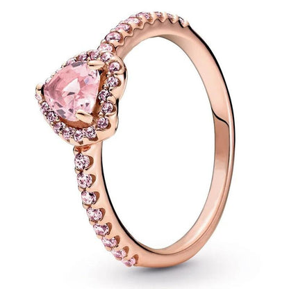 Heart Ring with Colored Crystal & Rose Gift Box