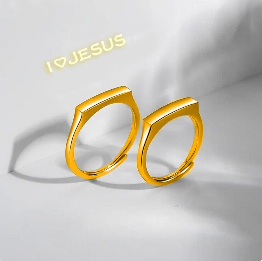 I Love Jesus Hidden Message Couple Rings — Matching Gift