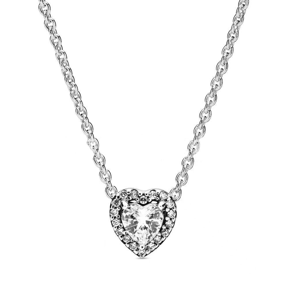 Colored Crystal Necklace in Silver with Clear crystal