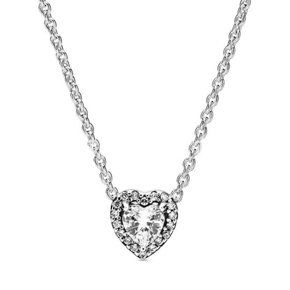 Colored Crystal Necklace in Silver with Clear crystal