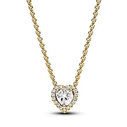 Colored Crystal Necklace in Gold with Clear crystal