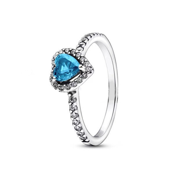 Heart Ring with Colored Crystal & Rose Gift Box