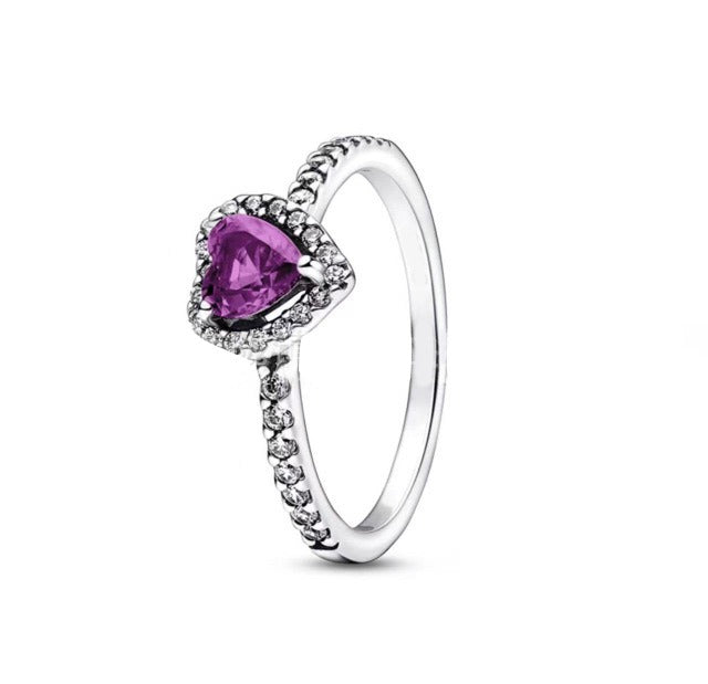 Heart Ring with Colored Crystal & Rose Gift Box