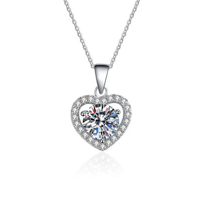 Cubic Zirconia Necklace, Heart Drill pendant