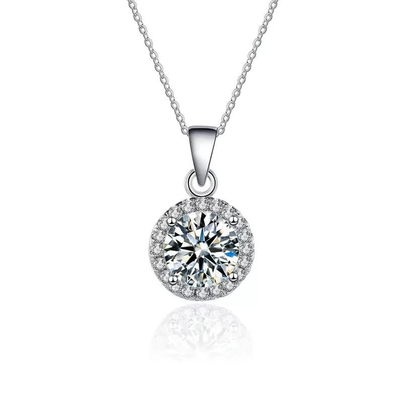 Cubic Zirconia Necklace, Round Drill pendant