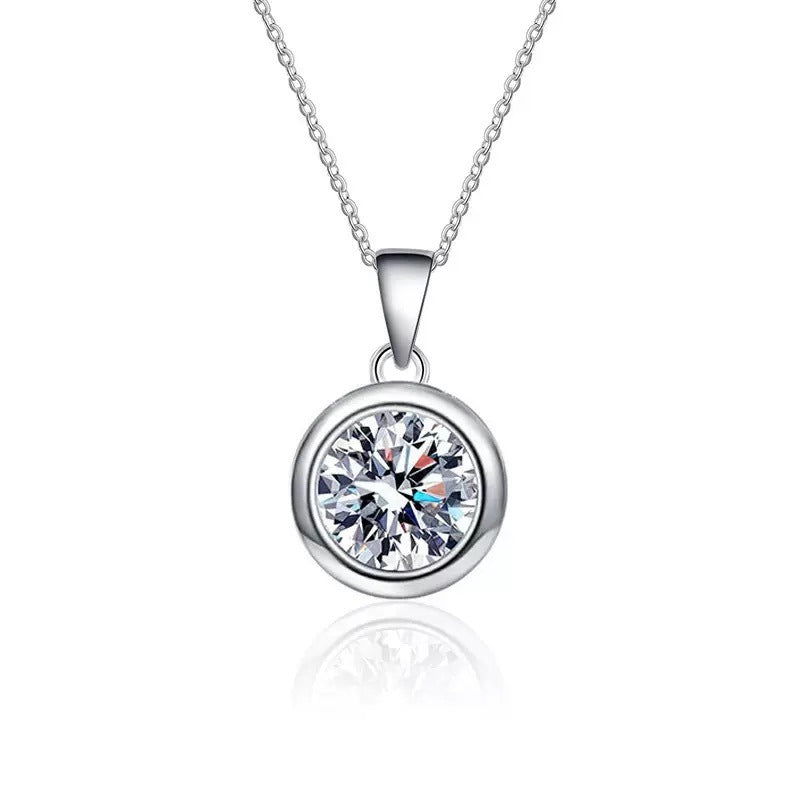 Cubic Zirconia Necklace, Classic Round Drill pendant