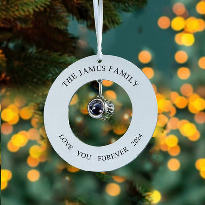 Circle photo ornament with picture inside — universal remembrance gift for moms and grandparents