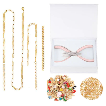 DIY charm jewelry kit in gold — build your own personalized bracelet and necklace gift for women