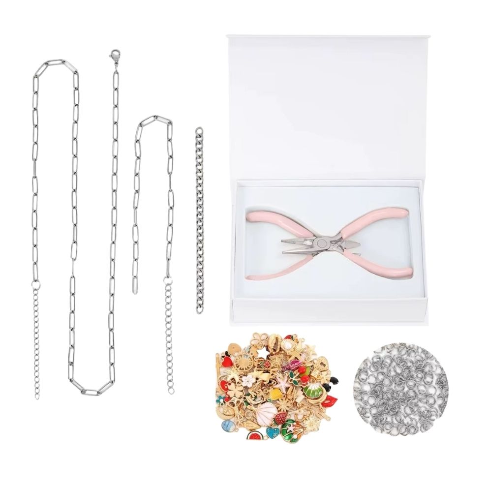 DIY charm jewelry kit in silver — creative personalized jewelry gift for wife and girlfriend
