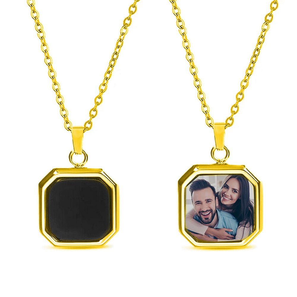 Heat activated photo necklace for women in 18K gold plated — unique personalized memory gift