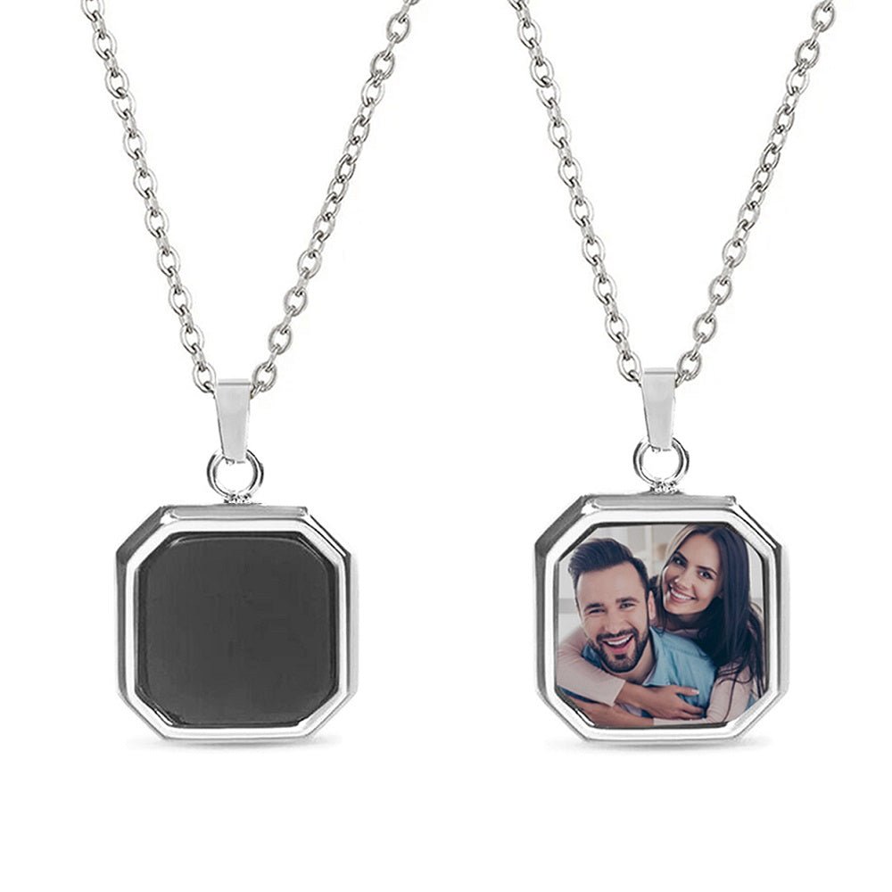 Heat activated photo necklace for women in silver plated — hidden photo revealed by warmth