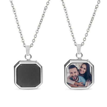 Heat activated photo necklace for women in silver plated — hidden photo revealed by warmth