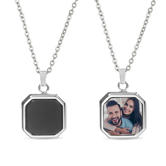 Heat activated photo necklace for women in silver plated — hidden photo revealed by warmth