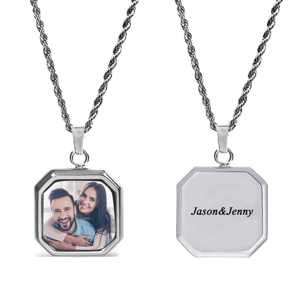 Heat activated photo necklace — hidden photo appears with warmth, invisible at rest