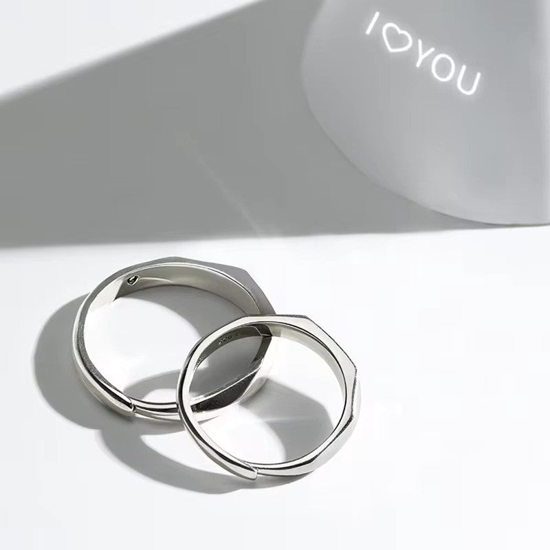 I love you hidden message couples ring — matching gift set for wife, husband, girlfriend, boyfriend