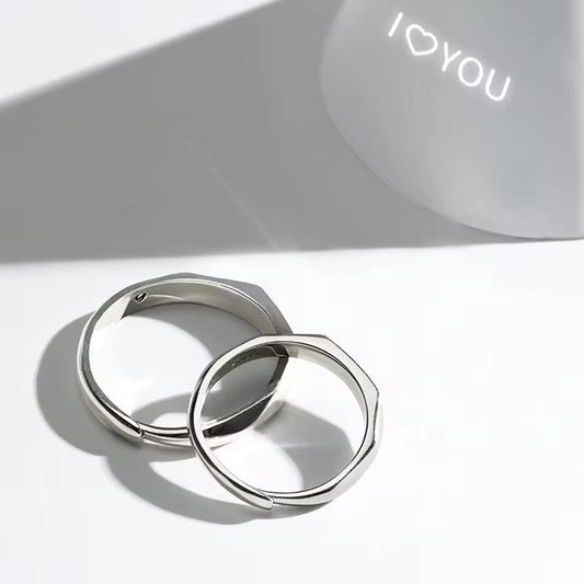 I love you hidden message couples ring — matching gift set for wife, husband, girlfriend, boyfriend