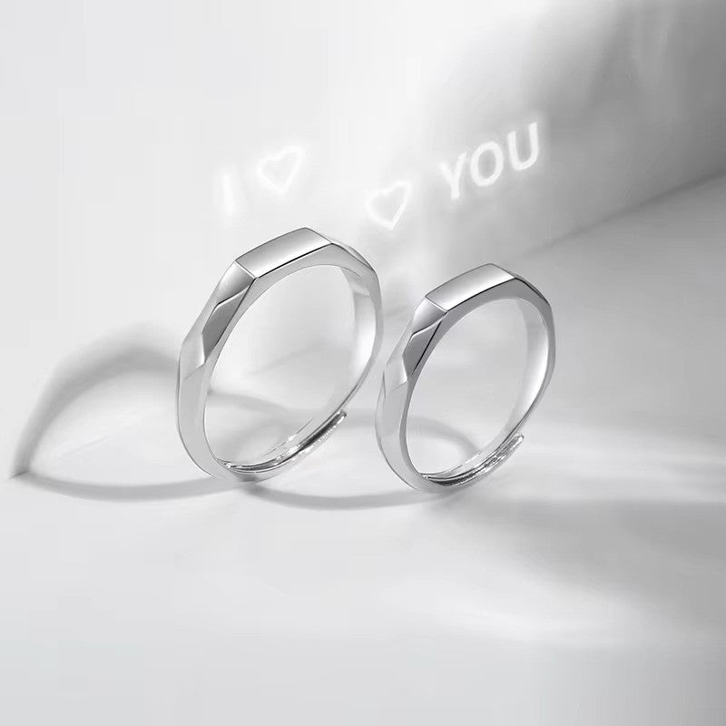 I love you hidden message ring — secret message revealed by light only for couples
