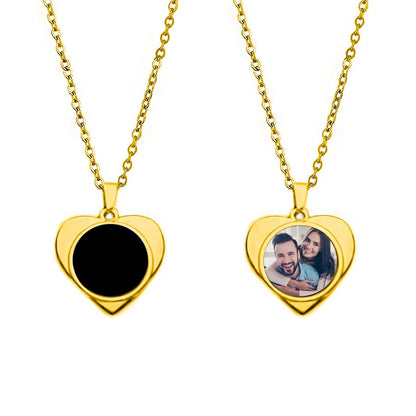 Heart Mood Photo Necklace in Gold finish