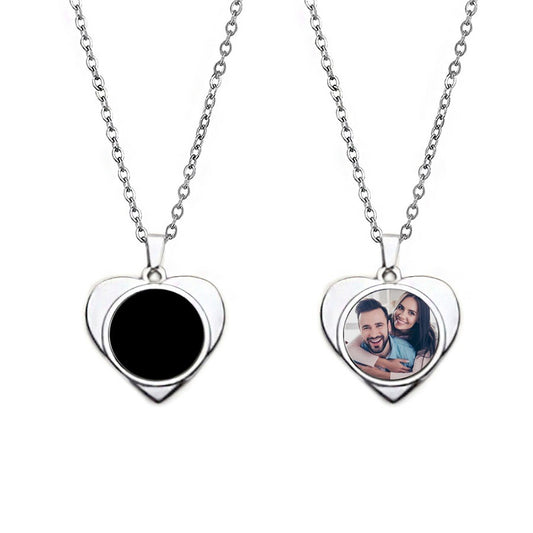 Heart Mood Photo Necklace in Silver finish