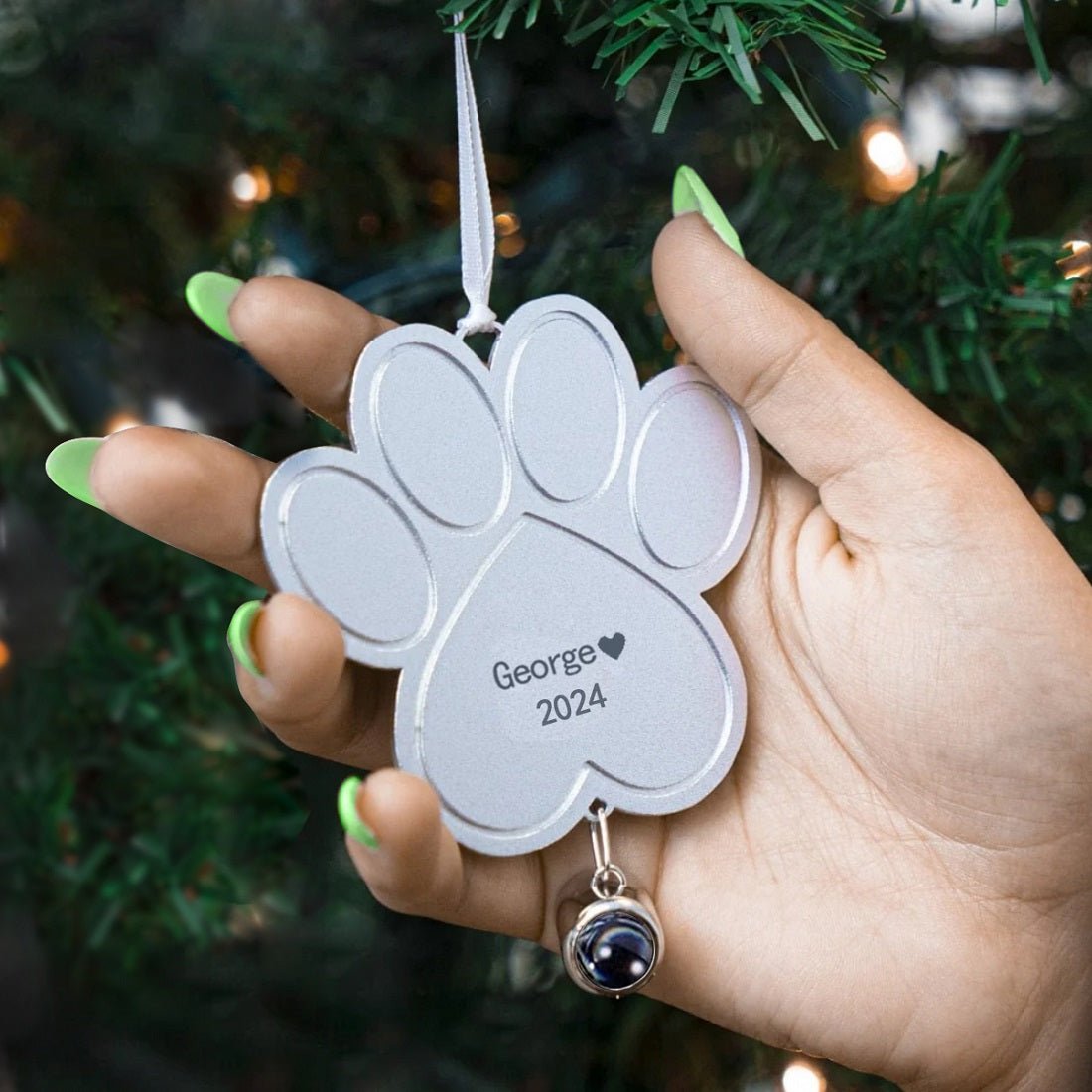 Paw photo ornament with picture inside — pet memorial keepsake ornament for dog moms and cat dads