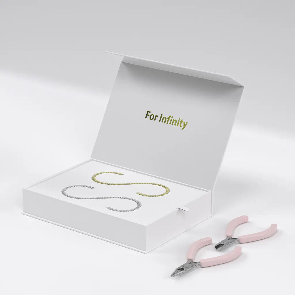 Permanent bracelet kit for couples — matching bracelets sealed forever in infinity gift box
