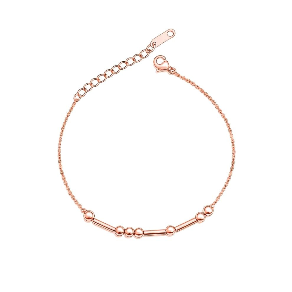 Personalized Morse code bracelet in rose gold — custom hidden message keepsake for women