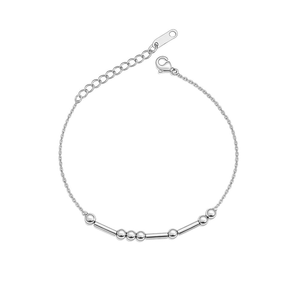 Personalized Morse code bracelet in silver — minimalist secret message jewelry for couples and best friends