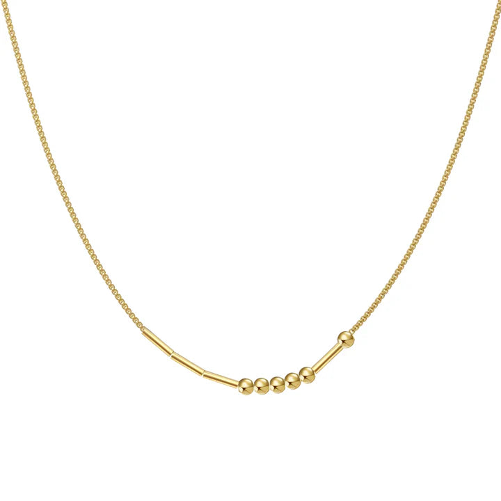 Personalized Morse code necklace in gold — hidden message keepsake worn openly for women and men