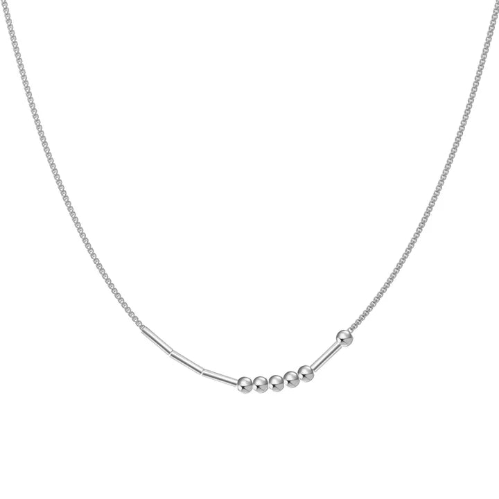 Personalized Morse code necklace in silver — subtle hidden message keepsake for couples and best friends