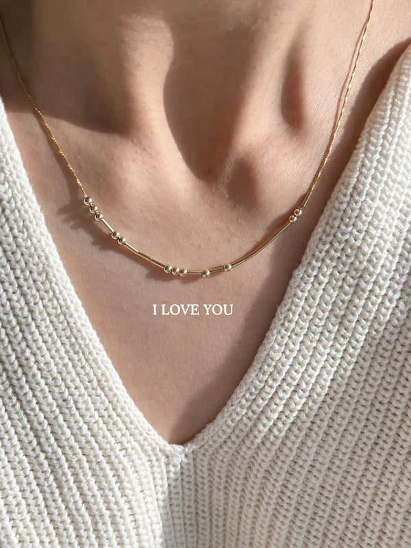 Personalized Morse code necklace — minimalist custom message jewelry gift for wife and girlfriend