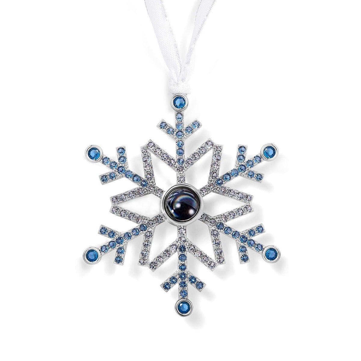Snowflake photo ornament with picture inside — in memory of Christmas ornament for families