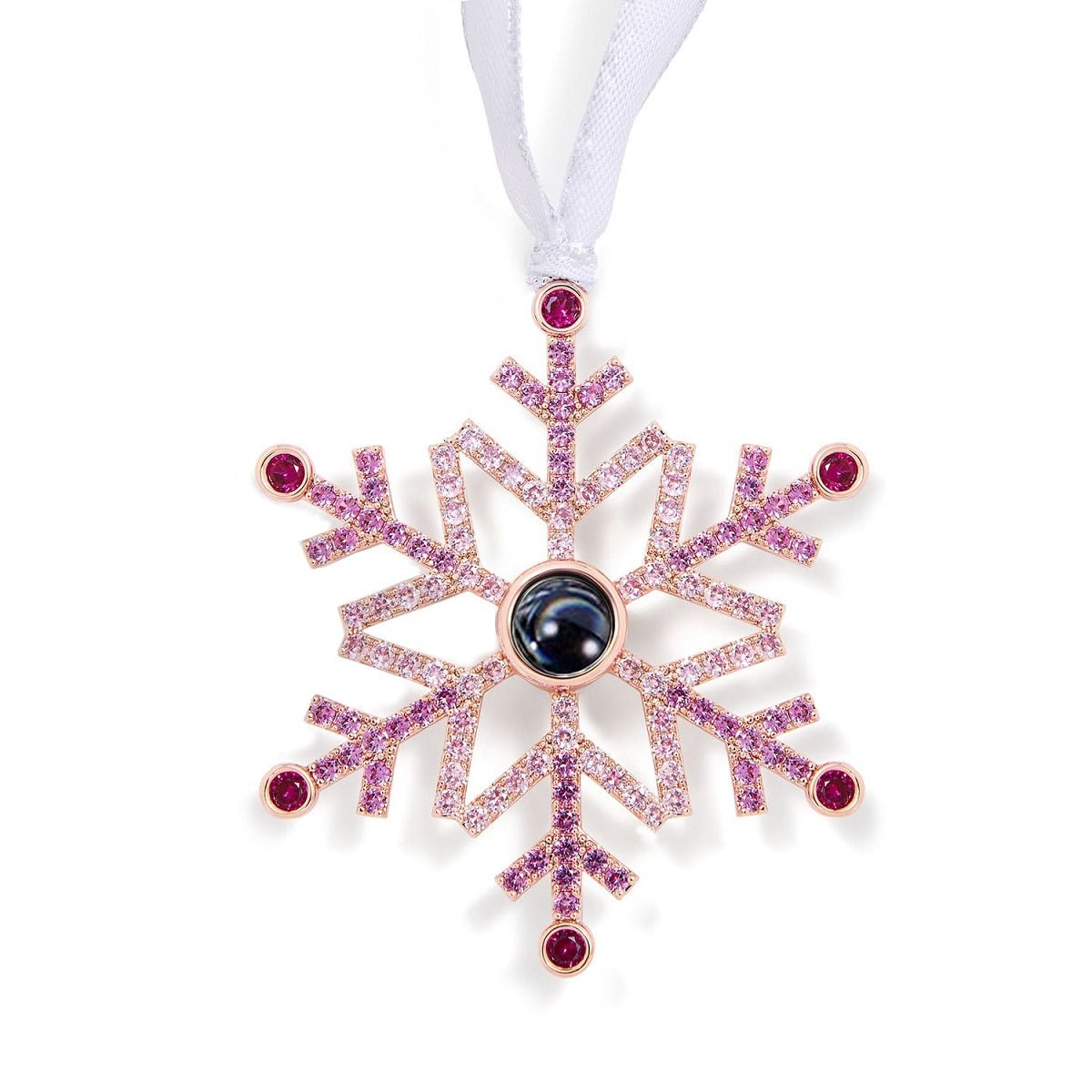 Snowflake photo ornament with picture inside — personalized remembrance gift for wife and husband