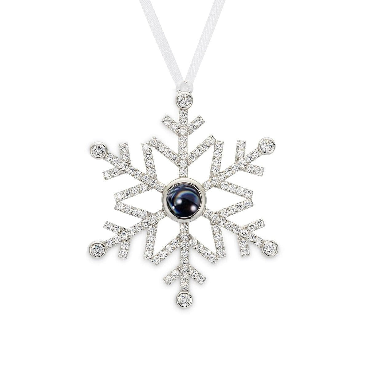 Snowflake photo ornament with picture inside — unique hidden photo keepsake ornament for the tree