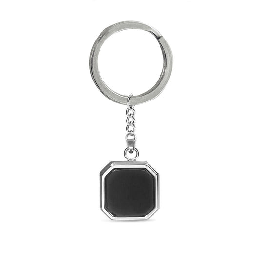 Geometric Mood Photo Keychain in Silver finish